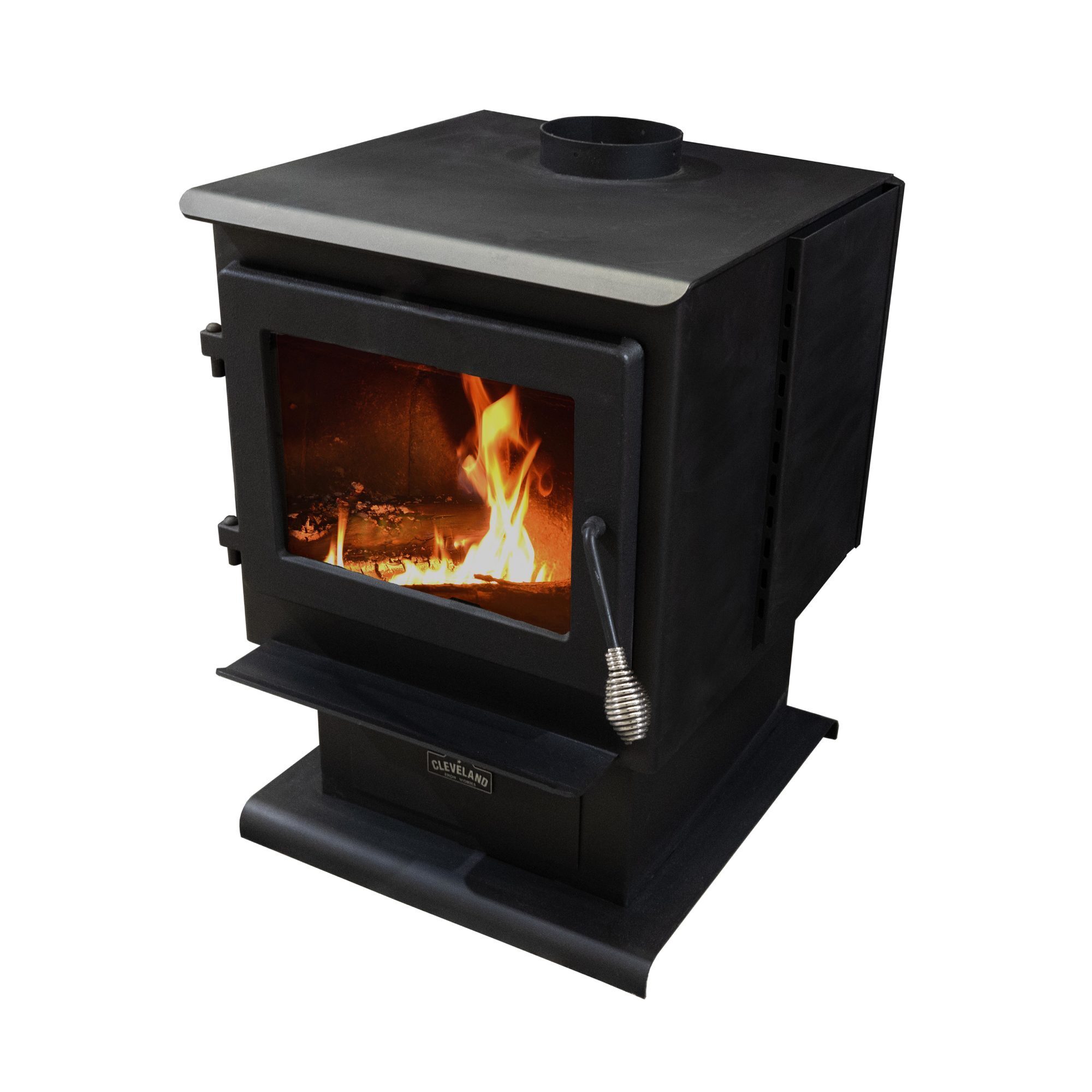 Cleveland Iron Works, Small Wood Stove, Heat Output 10000 Btu/hour, Heating Capability 2000 ft², Color Family Black, Model# F500105